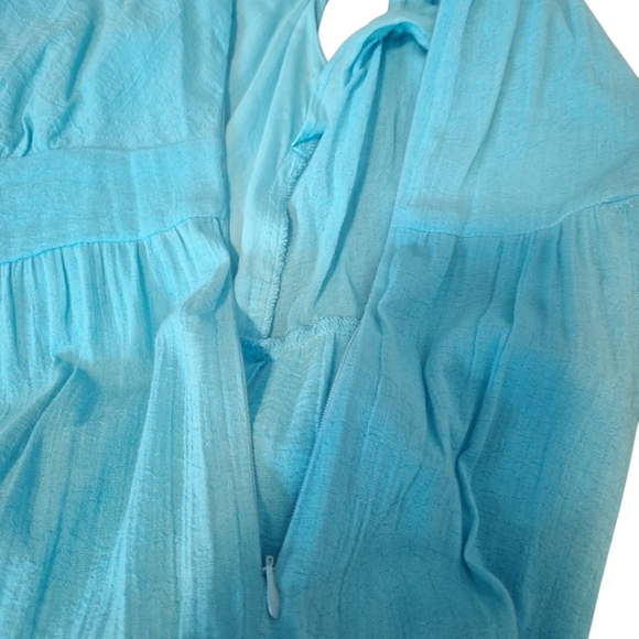 Newport News Turquoise Maxi Ruffle Sleeveless Dress. Side Zipper - Picture 5 of 5